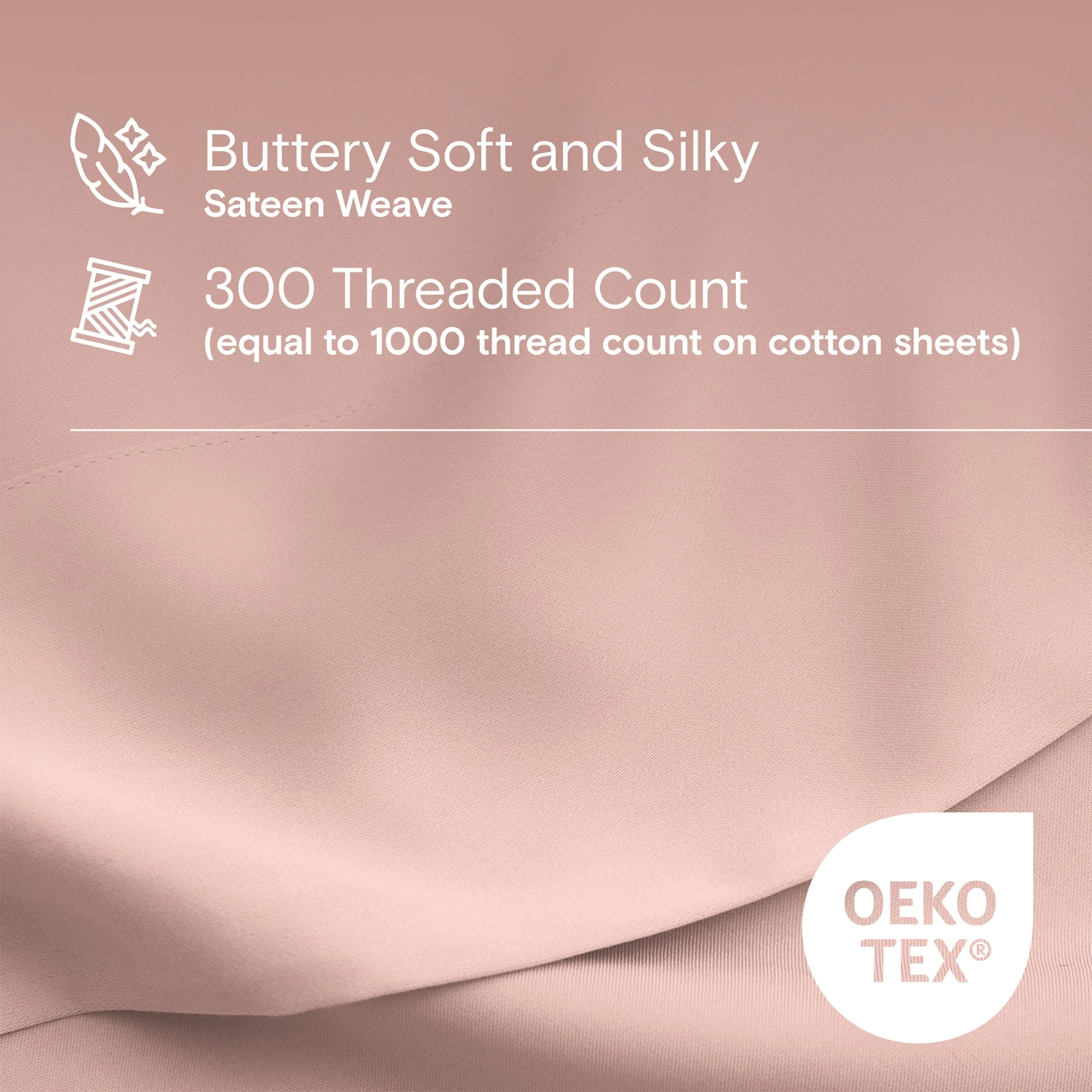 DOZ Organic Bamboo No Flat Sheet Set - Blush - Image 2