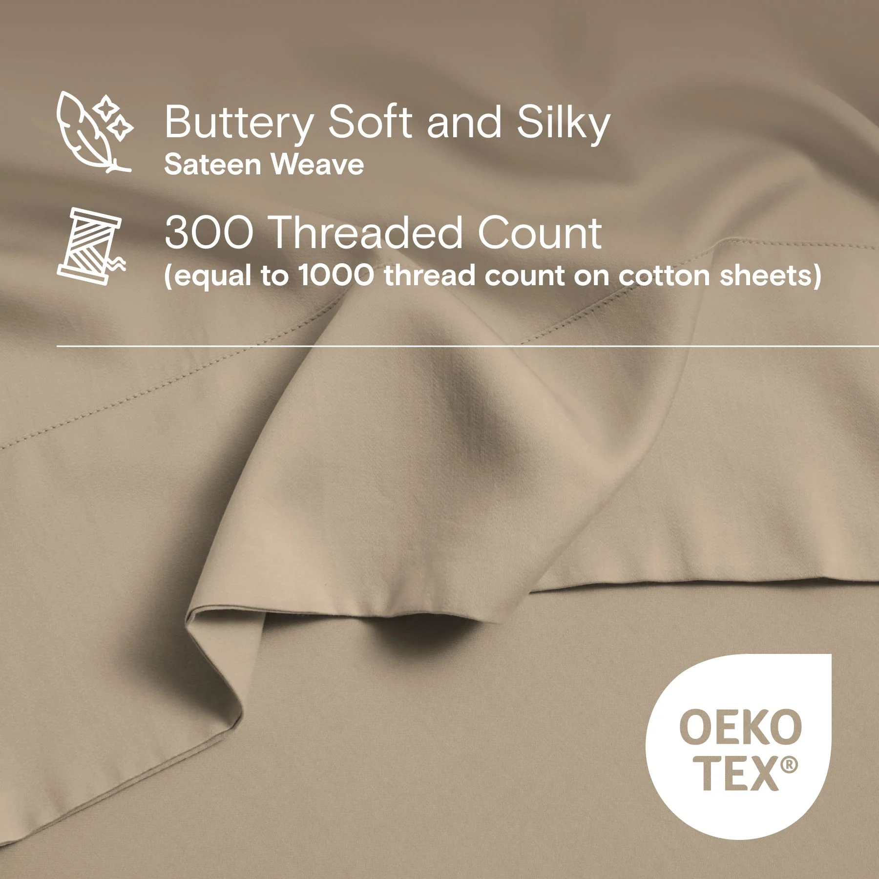 DOZ Organic Bamboo No Flat Sheet Set - Dune - Image 2