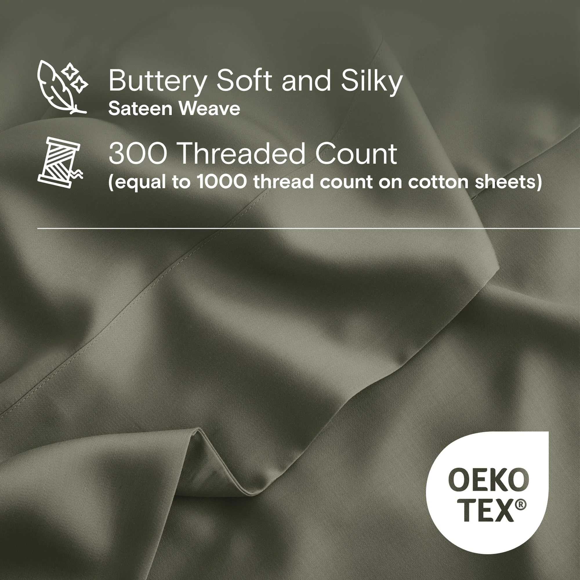 DOZ Organic Bamboo No Flat Sheet Set - Olive - Image 2