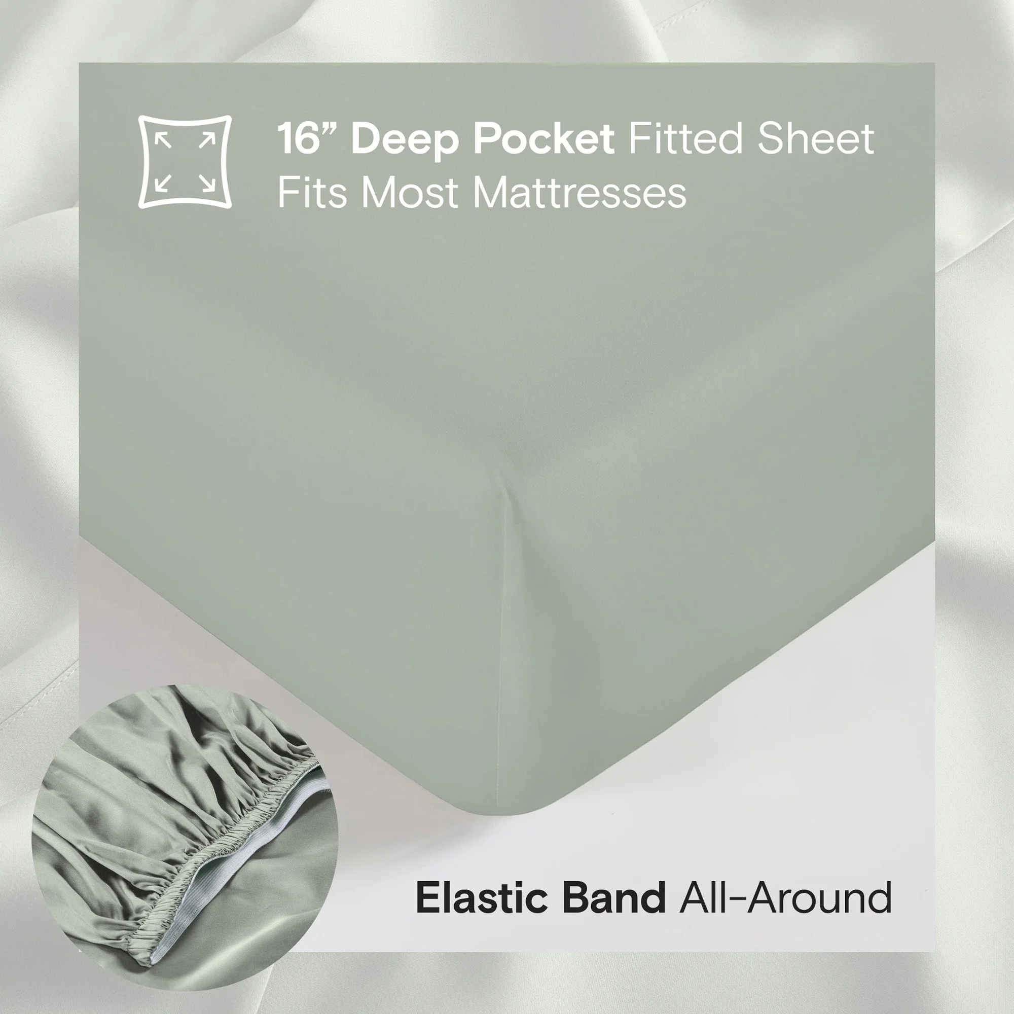 DOZ Organic Bamboo No Flat Sheet Set - Sage - Image 3
