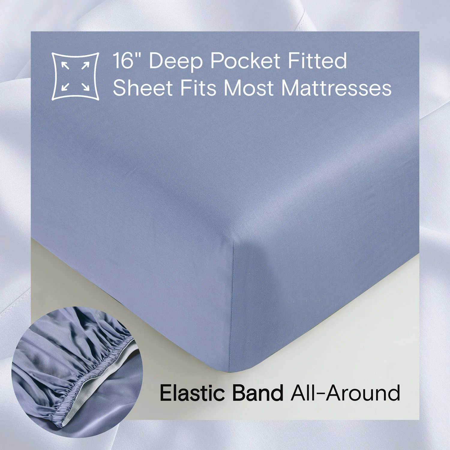 DOZ Organic Bamboo No Flat Sheet Set - Sky - Image 3