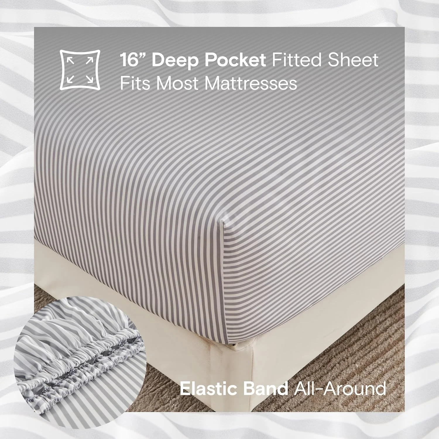 DOZ Organic Bamboo Sheet Set - Stripe - Image 3